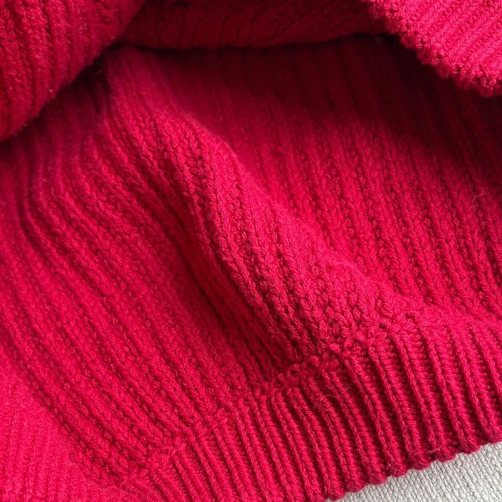 Free People Women's All Day Long V Neck Sweater - Fuego Rosa - tagged S, fits L